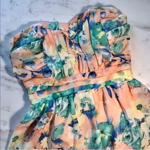 Pastel strapless floral dress